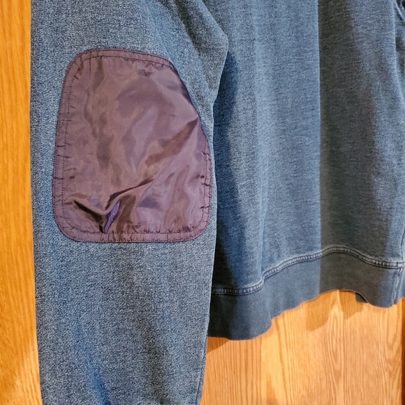 Orvis blue denim 1/4 zip pullover with elbow patches cotton size L - Picture 7 of 9